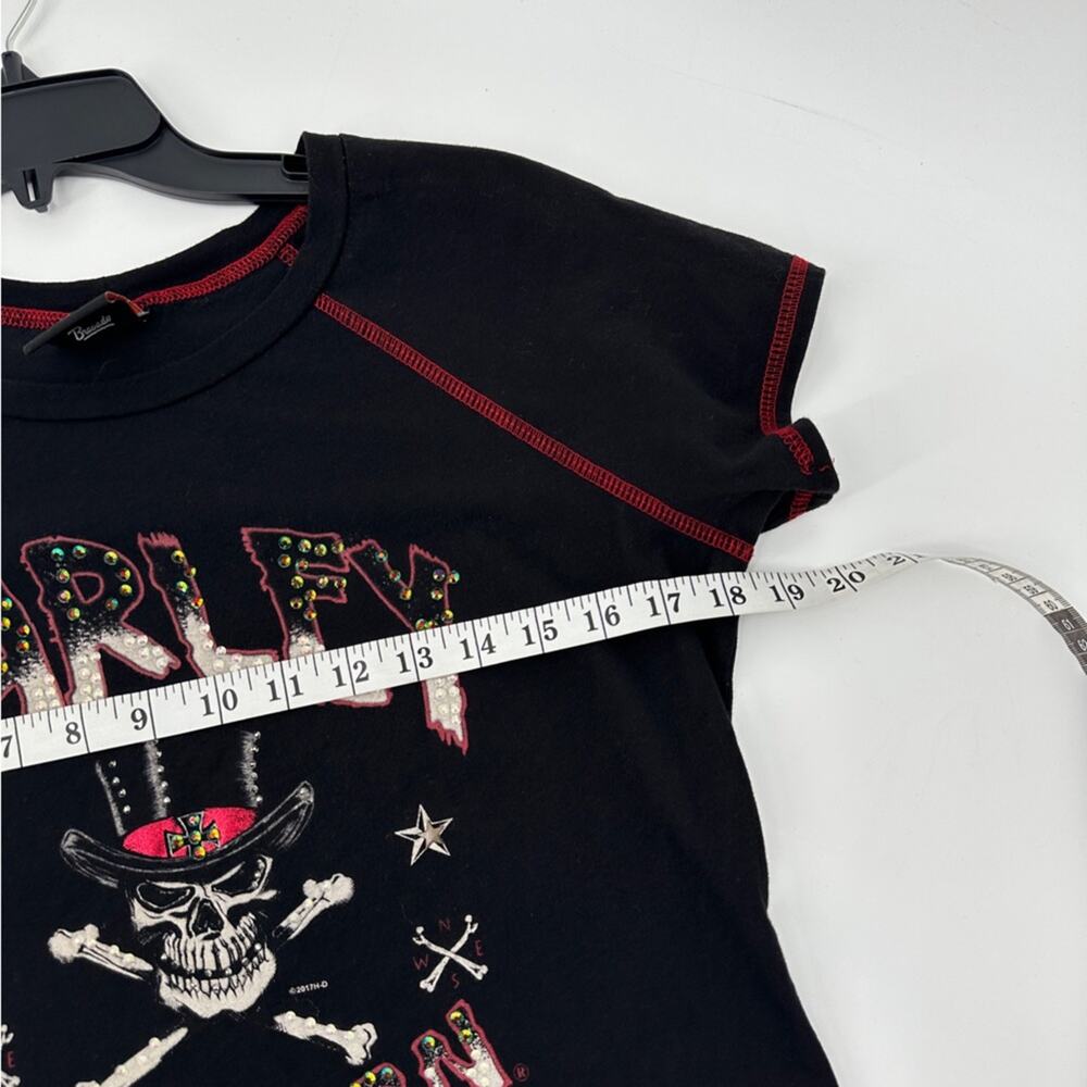 Harley-Davidson Rhinestone Skull Graphic Black T-Shirt • Sedona Edition - Picture 5 of 10